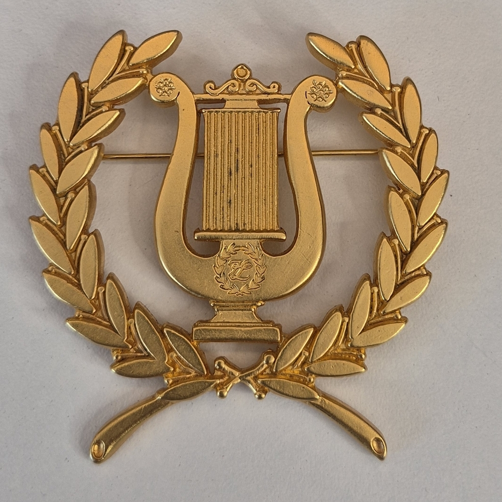 Karl Lagerfeld Couture Vintage Laurel & Lyre Gold Plated Brooch